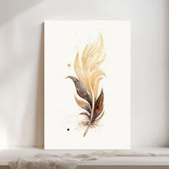 Image of a feather watercolor painting by Shayna Larsen, originals & prints available