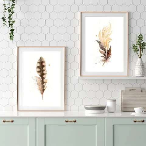 Image of a feather watercolor painting by Shayna Larsen, originals & prints available
