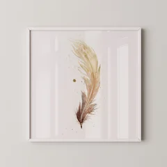 Image of a feather watercolor painting by Shayna Larsen, originals & prints available