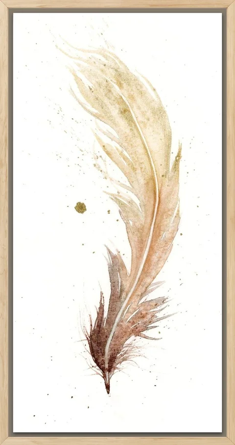 Image of a feather watercolor painting by Shayna Larsen, originals & prints available