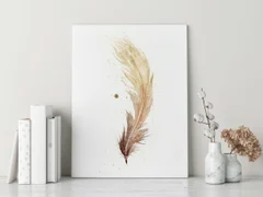 Image of a feather watercolor painting by Shayna Larsen, originals & prints available