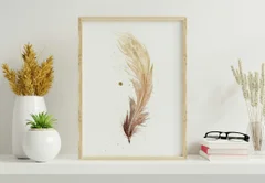 Image of a feather watercolor painting by Shayna Larsen, originals & prints available