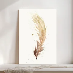 Image of a feather watercolor painting by Shayna Larsen, originals & prints available