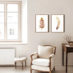 Image of a feather watercolor painting by Shayna Larsen, originals & prints available