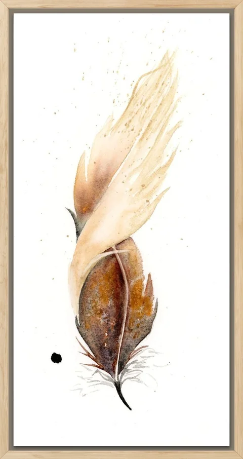Image of a feather watercolor painting by Shayna Larsen, originals & prints available