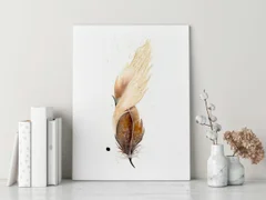 Image of a feather watercolor painting by Shayna Larsen, originals & prints available