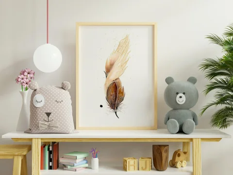 Image of a feather watercolor painting by Shayna Larsen, originals & prints available