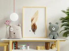 Image of a feather watercolor painting by Shayna Larsen, originals & prints available