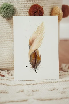 Image of a feather watercolor painting by Shayna Larsen, originals & prints available