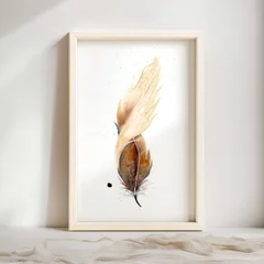 Image of a feather watercolor painting by Shayna Larsen, originals & prints available