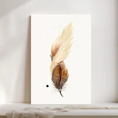 Image of a feather watercolor painting by Shayna Larsen, originals & prints available