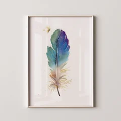 Image of a feather watercolor painting by Shayna Larsen, originals & prints available