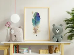 Image of a feather watercolor painting by Shayna Larsen, originals & prints available