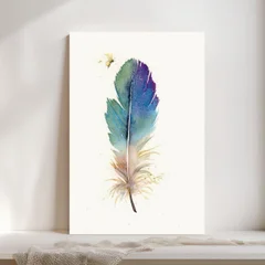 Image of a feather watercolor painting by Shayna Larsen, originals & prints available