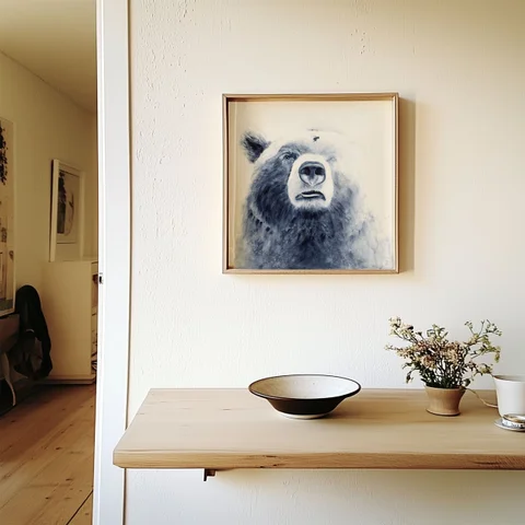 Image of a bear watercolor painting by Shayna Larsen, originals & prints available