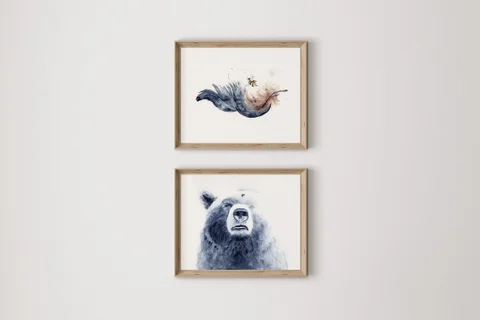 Image of a bear watercolor painting by Shayna Larsen, originals & prints available
