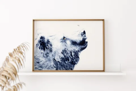 Image of a bear watercolor painting by Shayna Larsen, originals & prints available
