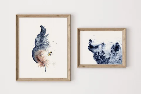 Image of a bear watercolor painting by Shayna Larsen, originals & prints available