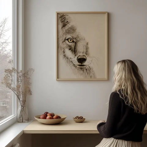 Image of a coyote watercolor painting by Shayna Larsen, originals & prints available