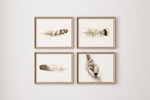 Image of a coyote watercolor painting by Shayna Larsen, originals & prints available