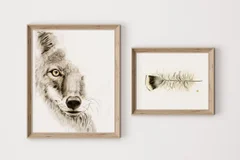 Image of a coyote watercolor painting by Shayna Larsen, originals & prints available