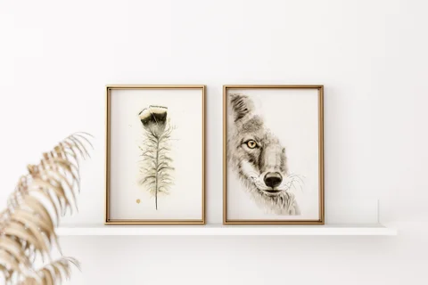 Image of a coyote watercolor painting by Shayna Larsen, originals & prints available