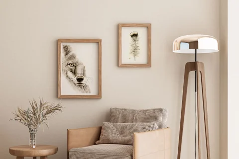 Image of a coyote watercolor painting by Shayna Larsen, originals & prints available