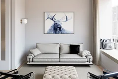 Image of a moose watercolor painting by Shayna Larsen, originals & prints available
