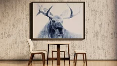 Image of a moose watercolor painting by Shayna Larsen, originals & prints available