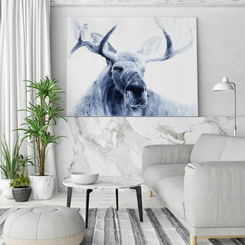 Image of a moose watercolor painting by Shayna Larsen, originals & prints available