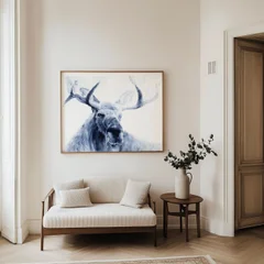 Image of a moose watercolor painting by Shayna Larsen, originals & prints available