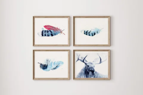 Image of a moose watercolor painting by Shayna Larsen, originals & prints available