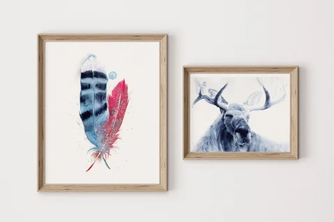 Image of a moose watercolor painting by Shayna Larsen, originals & prints available