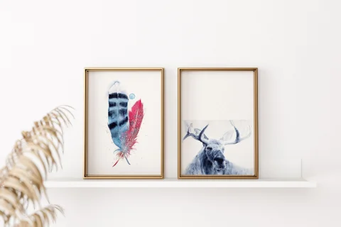 Image of a moose watercolor painting by Shayna Larsen, originals & prints available