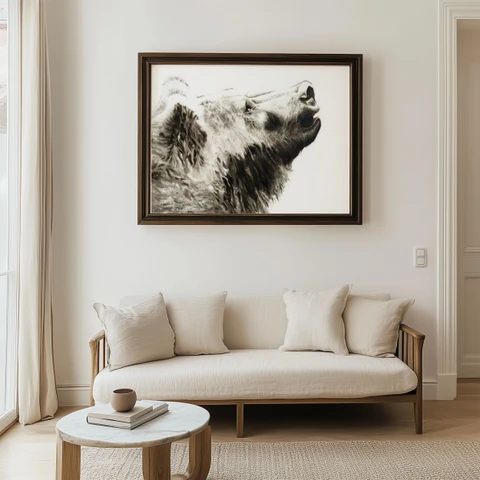 Image of a bear watercolor painting by Shayna Larsen, originals & prints available
