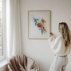 Image of a hummingbird watercolor painting by Shayna Larsen, originals & prints available