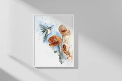 Image of a hummingbird watercolor painting by Shayna Larsen, originals & prints available