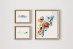 Image of a hummingbird watercolor painting by Shayna Larsen, originals & prints available