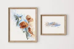 Image of a hummingbird watercolor painting by Shayna Larsen, originals & prints available