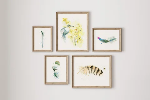 Image of a hummingbird watercolor painting by Shayna Larsen, originals & prints available