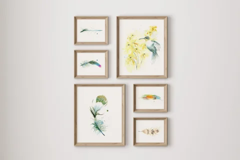 Image of a hummingbird watercolor painting by Shayna Larsen, originals & prints available