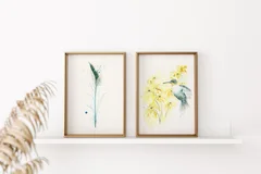 Image of a hummingbird watercolor painting by Shayna Larsen, originals & prints available