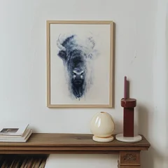 Image of a buffalo watercolor painting by Shayna Larsen, originals & prints available