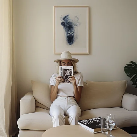 Image of a buffalo watercolor painting by Shayna Larsen, originals & prints available