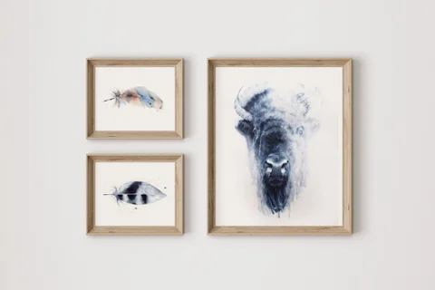 Image of a buffalo watercolor painting by Shayna Larsen, originals & prints available