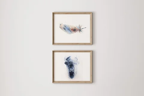 Image of a buffalo watercolor painting by Shayna Larsen, originals & prints available