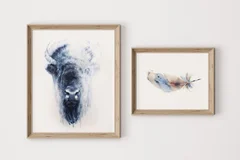 Image of a buffalo watercolor painting by Shayna Larsen, originals & prints available