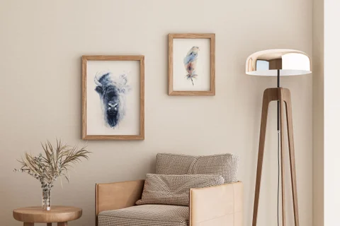 Image of a buffalo watercolor painting by Shayna Larsen, originals & prints available