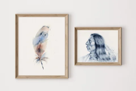 Image of a native-american watercolor painting by Shayna Larsen, originals & prints available