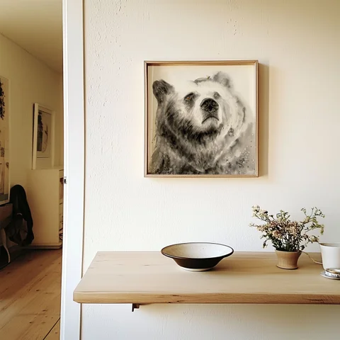 Image of a bear watercolor painting by Shayna Larsen, originals & prints available
